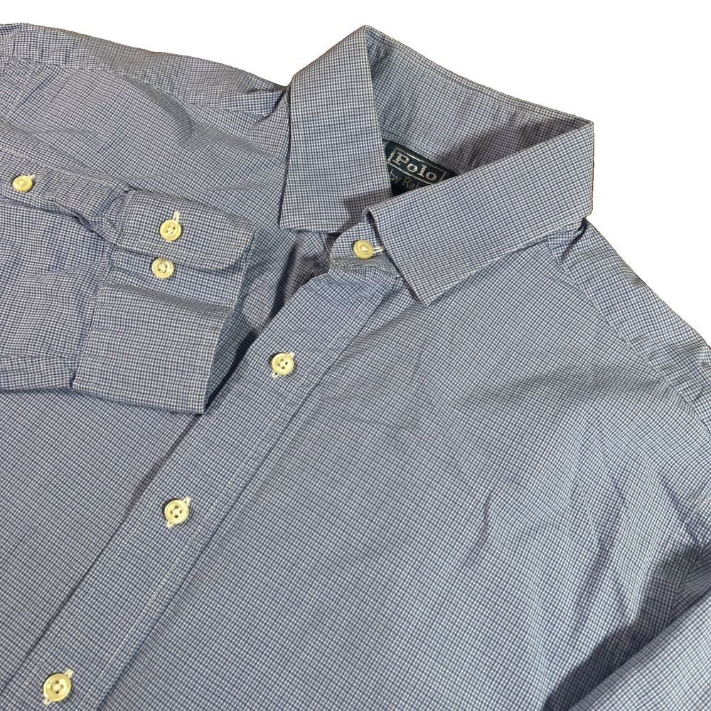Polo Ralph Lauren Dress Shirt Men's 16.5 34/35 Blue Check Regent Classic Fit VtG